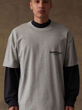 Essentials Dark Oatmeal Short-Sleeve Logo Tee